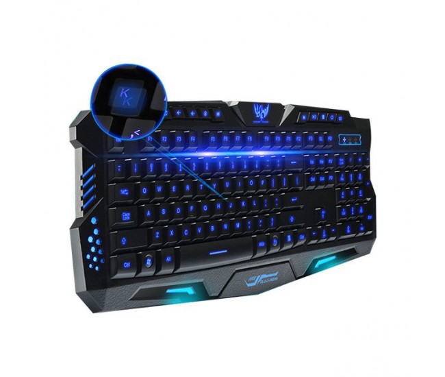 Tastatura gaming iluminata cu fir, 49 x 19 x 5 cm, Negru - HK6700